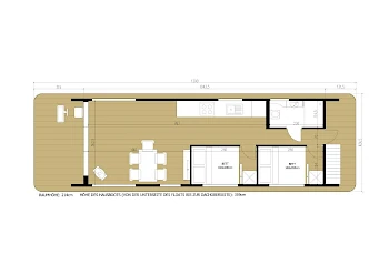 Bungalow Hausboot WOMA D13 Frigga - Hausboot-Grundriss