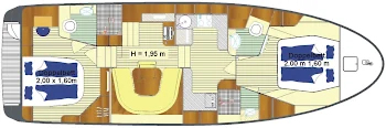 Passion Classic 12.60 Premium Jonas - Hausboot-Grundriss