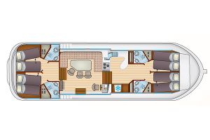 Pénichette 1500 FB - Hausboot-Grundriss