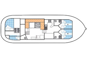 Pénichette 1400 FB - Hausboot-Grundriss