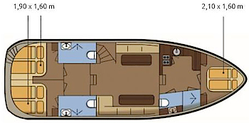 Gruno 41 Excellent Madita - Hausboot-Grundriss