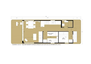Bungalow Hausboot WOMA D13 Enjoy - Hausboot-Grundriss