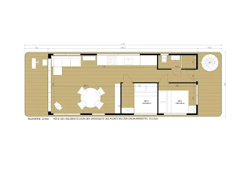 Bungalow Hausboot WOMA D13 Pina - Hausboot-Grundriss