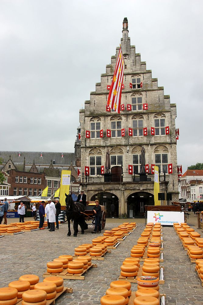 Historischer Käsemarkt vor dem Rathaus in Gouda